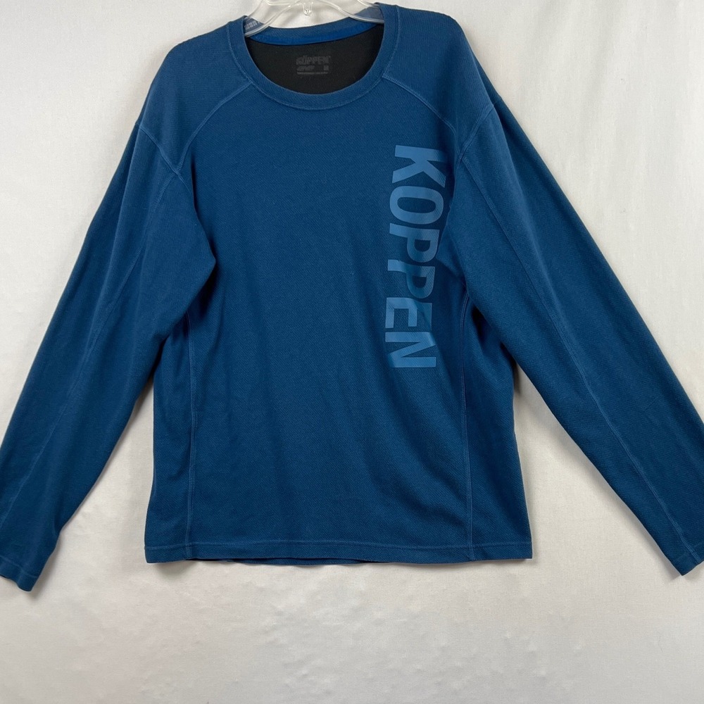 Koppen Long Sleeve Shirt Mens M Blue Thermal Crew Neck Activewear Base Layer